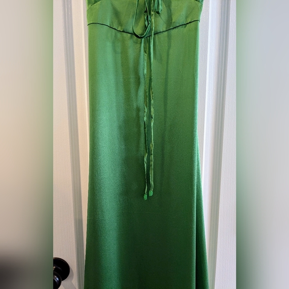 Secret Mission 100% Silk Kathleen Kelly Green Maxi Cutout Dress Size Large NWT - Picture 5 of 16